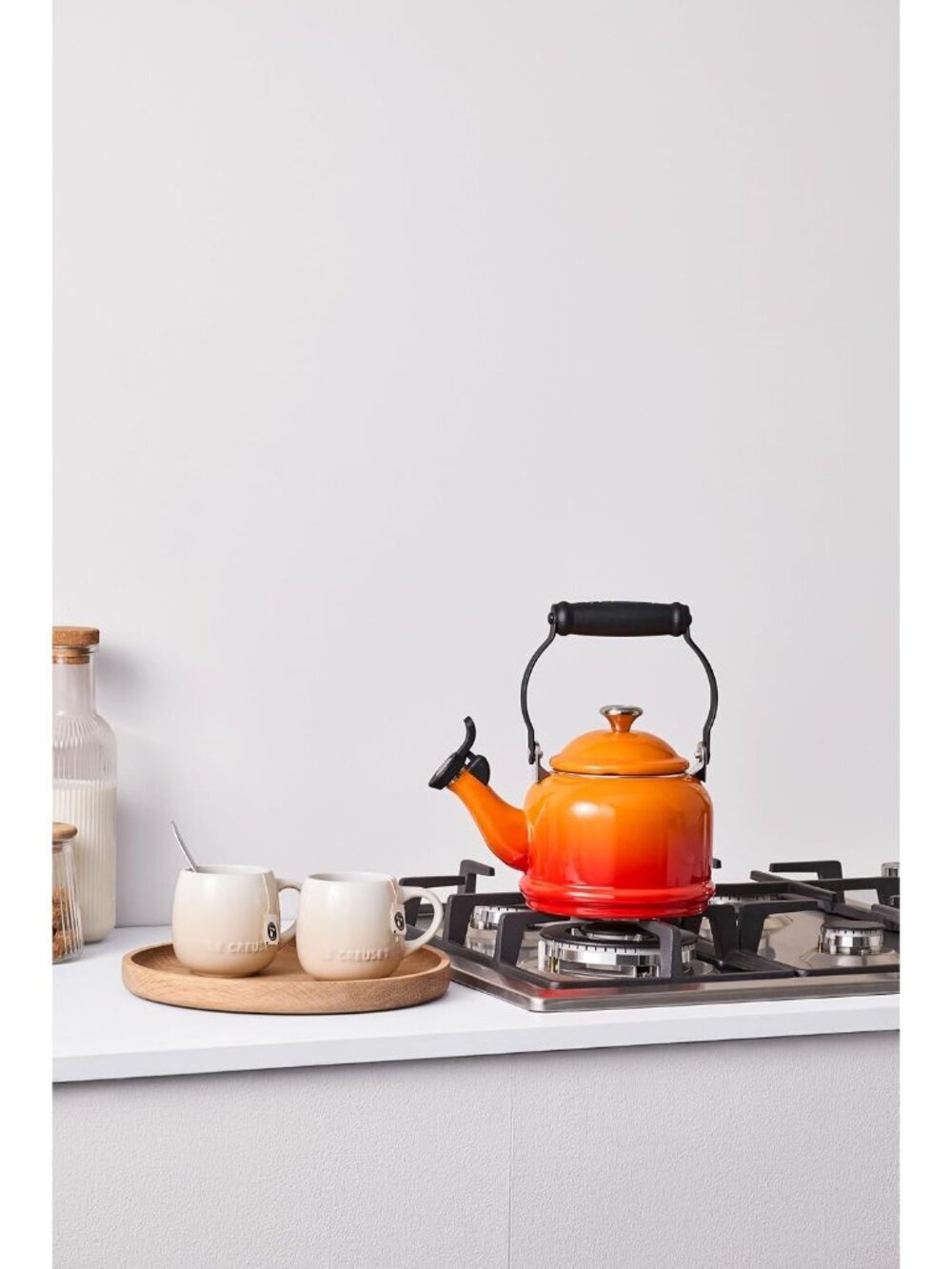 Orange Red Enamel Steel Demi Teakettle 1.25QT Stainless steel Pot For Kitchen - Picture 5 of 7